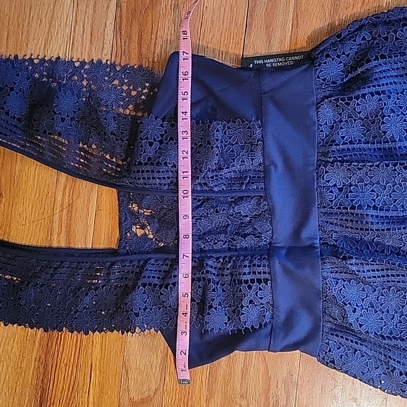 Venus Women's Navy Blue Guipure Lace Tiered Maxi - Picture 6 of 9